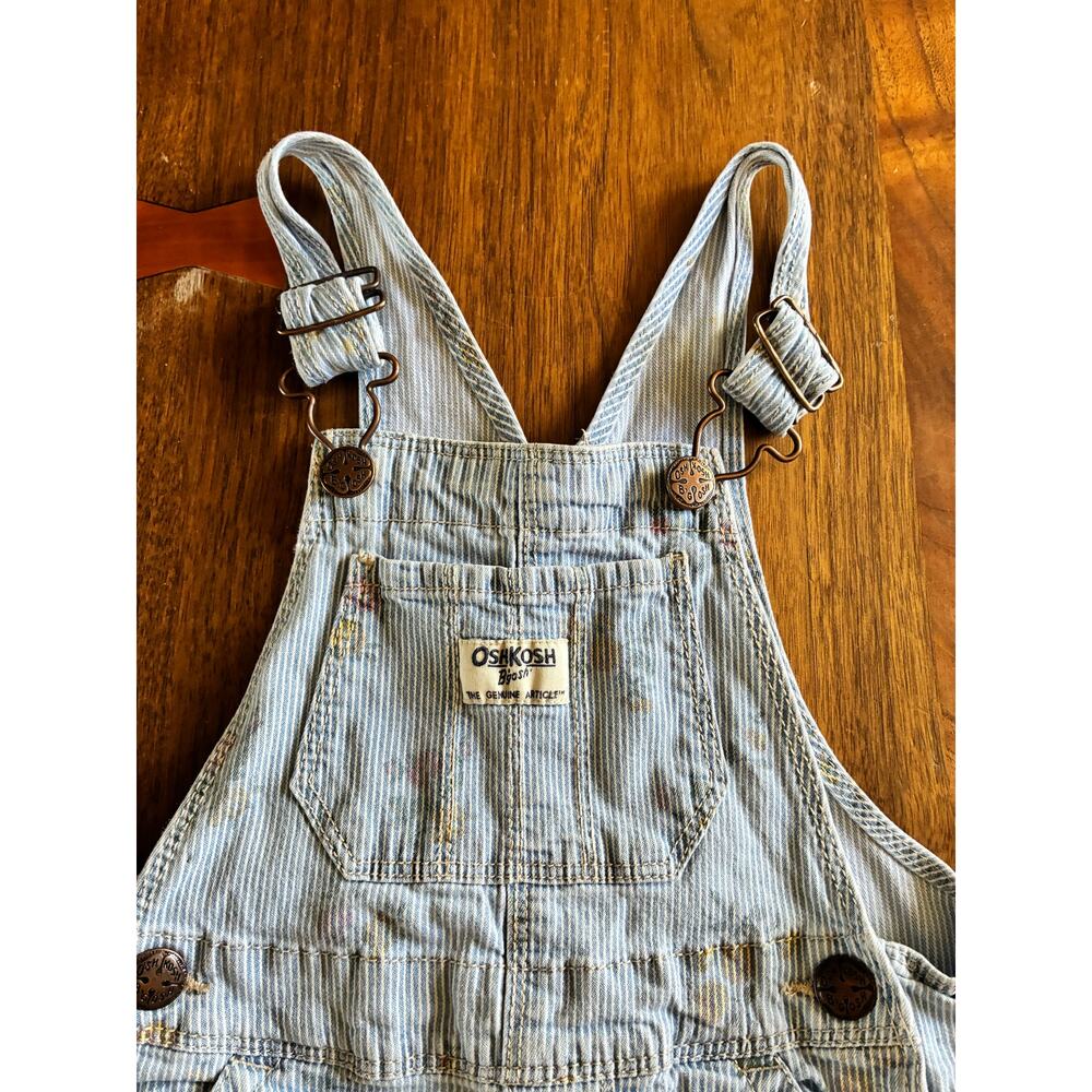 Vintage OshKosh B'Gosh toddler overalls striped floral‎ 2T - Picture 4 of 5